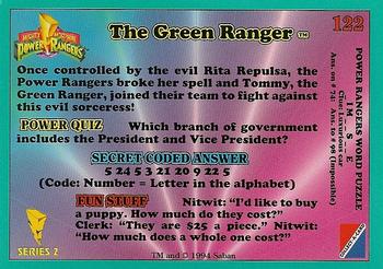 1994 Collect-A-Card Mighty Morphin Power Rangers (Walmart) #122 The Green Ranger Back