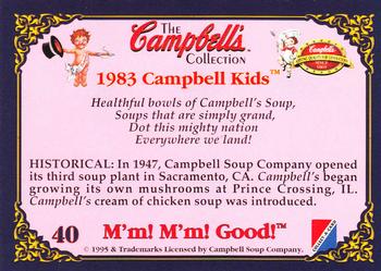 1995 Collect-A-Card Campbell’s Soup Collection #40 1983 Campbell Kids Back