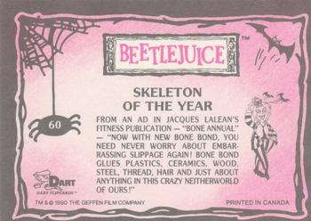 1990 Dart Beetlejuice #60 Skeleton of the Year Back