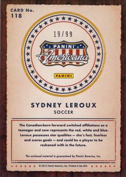 2012 Panini Americana Heroes & Legends - Elite Materials Bronze Proof #118 Sydney Leroux Back