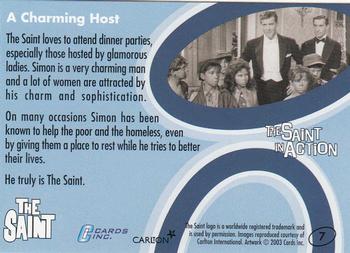 2003 Cards Inc. Best of the Saint #7 A Charming Host Back