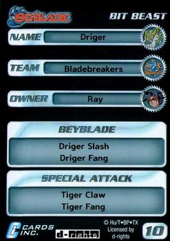 2003 Cards Inc. Beyblade #10 Driger - Bit Beast Back