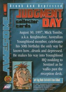 1997 Comic Images Judgment Day #1 Drunk And Depressed Back