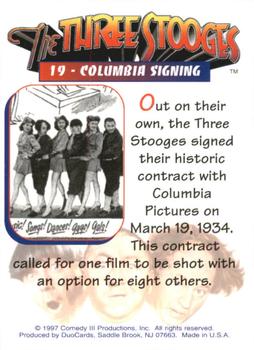 1997 DuoCards The Three Stooges #19 Columbia Signing Back