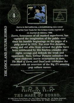 1998 DuoCards The Mask of Zorro #1 The Once and Future Zorro [Introduction] Back