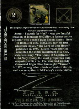 1998 DuoCards The Mask of Zorro #2 In the Beginning... Back