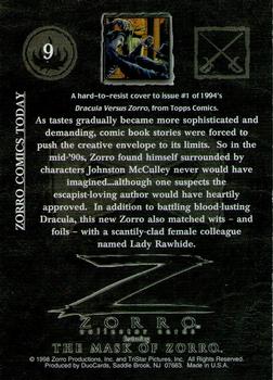 1998 DuoCards The Mask of Zorro #9 Zorro Comics Today Back
