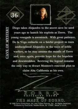 1998 DuoCards The Mask of Zorro #36 Cave of Mystery Back