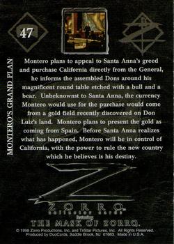 1998 DuoCards The Mask of Zorro #47 Montero's Grand Plan Back