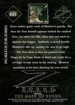 1998 DuoCards The Mask of Zorro #60 No Match for Zorro Back