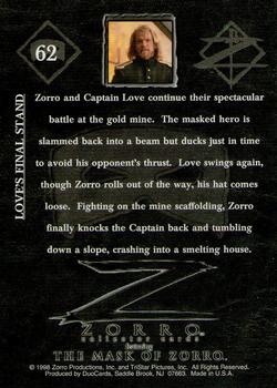 1998 DuoCards The Mask of Zorro #62 Love's Final Stand Back