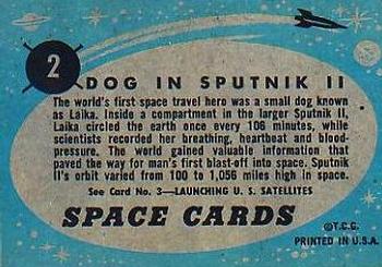 1957 Topps Space #2 Dog In Sputnik II Back