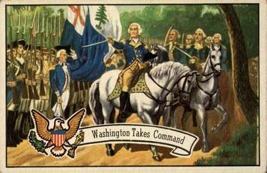 1956 Topps U.S. Presidents (R714-23) #1 Washington Takes Command Front
