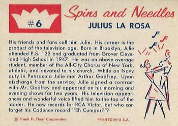 1960 Fleer Spins and Needles #6 Julius La Rosa Back