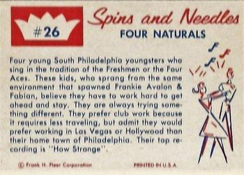 1960 Fleer Spins and Needles #26 Four Naturals Back