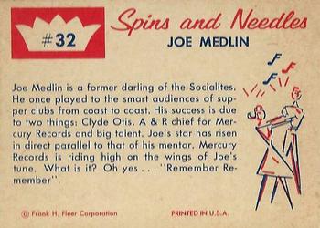 1960 Fleer Spins and Needles #32 Joe Medlin Back