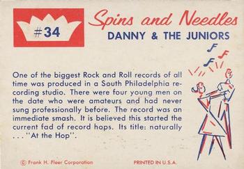 1960 Fleer Spins and Needles #34 Danny & The Juniors Back