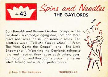 1960 Fleer Spins and Needles #43 The Gaylords Back
