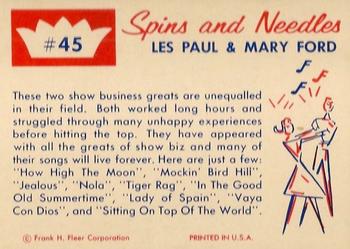 1960 Fleer Spins and Needles #45 Les Paul & Mary Ford Back