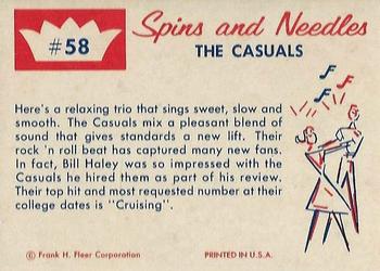 1960 Fleer Spins and Needles #58 The Casuals Back