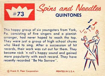 1960 Fleer Spins and Needles #73 The Quin-tones Back