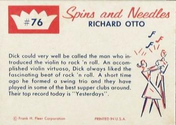 1960 Fleer Spins and Needles #76 Richard Otto Back