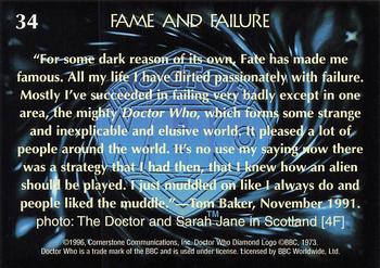 1996 Cornerstone Doctor Who Series 4 #34 Fame and Failure Back