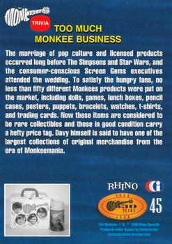 1995 Cornerstone The Monkees #45 Too Much Monkee Business Back