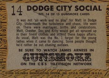 1958 Topps T.V. Westerns #14 Dodge City Social Back