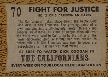 1958 Topps T.V. Westerns #70 Fight for Justice Back