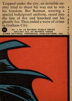 1966 Topps Batman Series A (Red Bat Logo) #1A The Ghostly Foe Back