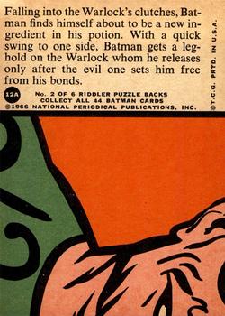 1966 Topps Batman Series A (Red Bat Logo) #12A Boiling Bath Back