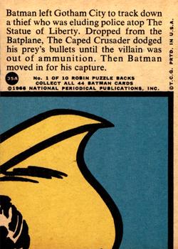 1966 Topps Batman Series A (Red Bat Logo) #35A Crime above the Harbor Back
