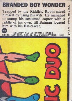 1966 Topps Batman Series B (Blue Bat Logo, Puzzle Back) #4B Branded Boy Wonder Back