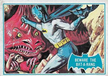 1966 Topps Batman Series B (Blue Bat Logo, Puzzle Back) #38B Beware the Batarang Front