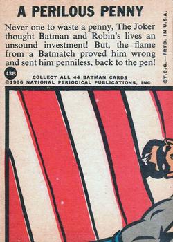 1966 Topps Batman Series B (Blue Bat Logo, Puzzle Back) #43B The Perilous Penny Back