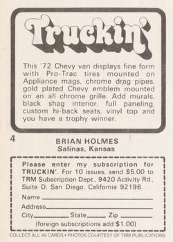 1975 Donruss Truckin' #4 1972 Chevy van Back