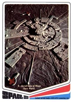 1976 Donruss Space: 1999 #4 Aerial view of Moon Base Alpha. Front