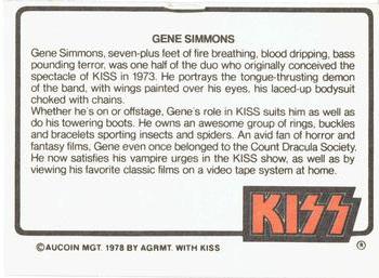 1979 Donruss Rock Stars #50 Kiss (Gene Simmons) Back