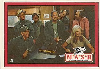 1982 Donruss M*A*S*H #8 Cast photo, Colonel Potter's office Front