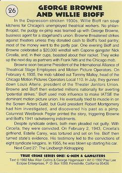 1992 Eclipse True Crime #26 Bioff & Browne Back