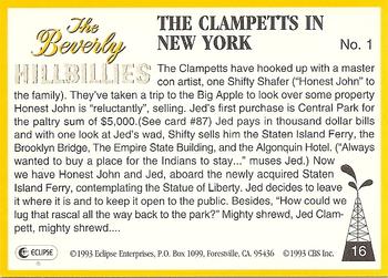 1993 Eclipse Beverly Hillbillies #16 The Clampetts in New York - No. 1 Back