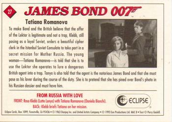1993 Eclipse James Bond Series 1 #27 Tatiana Romanova Back