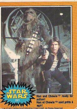 1977 O-Pee-Chee Star Wars #221 Han and Chewie ready for action! Front