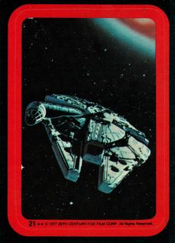 1977 O-Pee-Chee Star Wars - Stickers #21 The Millennium Falcon speeds through space! Front