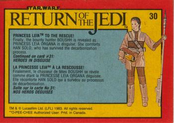 1983 O-Pee-Chee Star Wars: Return of the Jedi #30 Princess Leia to the Rescue! Back