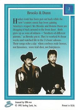 1992 Sterling Country Gold #2 Brooks & Dunn Back