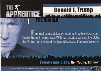 2005 Comic Images The Apprentice #1 Donald J. Trump Back