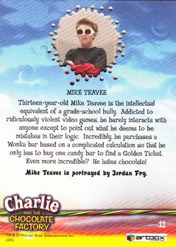 2005 ArtBox Charlie and the Chocolate Factory #11 Mike Teavee Back