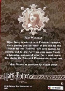 2005 ArtBox Harry Potter and the Goblet of Fire #3 Ron Weasley Back